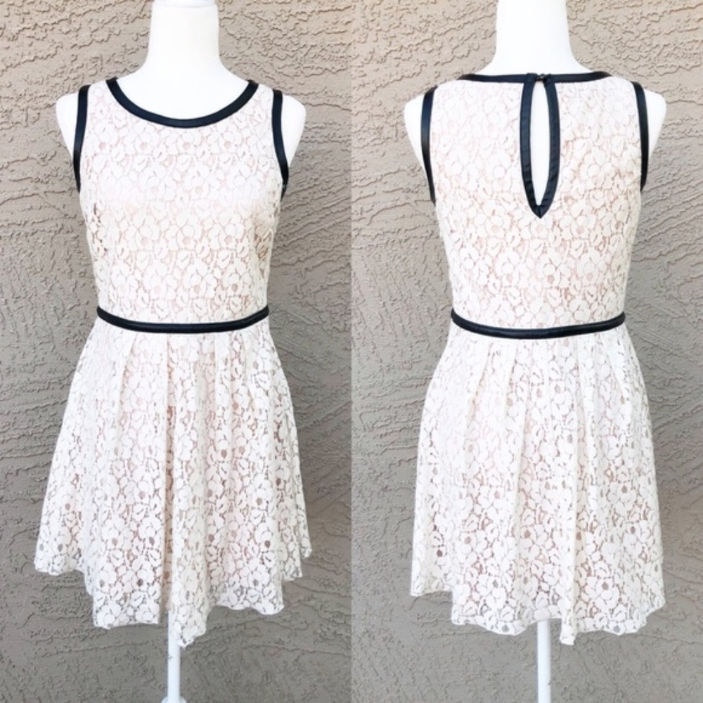 New Speechless Lace Floral Leather Trim Dress